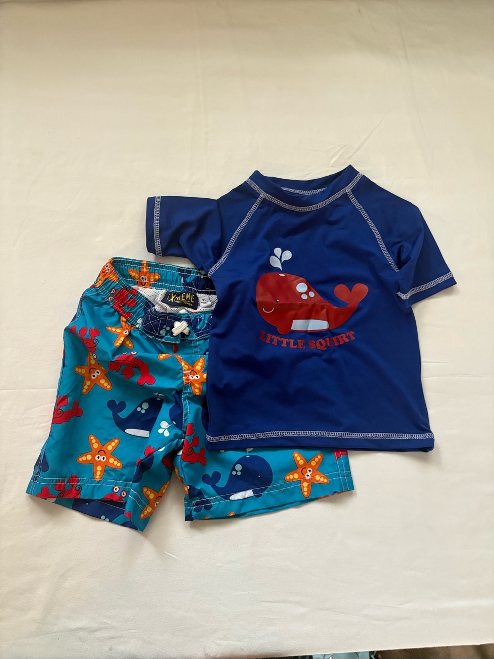 Little Squirt Kids Navy and Teal Swim Set